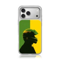Senna F1 helmet green yellow iPhone 17 Pro Max Electroplated Silver Case1