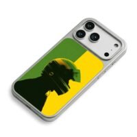Senna F1 helmet green yellow iPhone 17 Pro Max Electroplated Silver Case2
