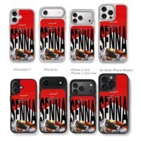 Senna McLaren F1 racing helmet Chris Brown Phone Case Black Electroplated Silver For Iphone 11 To 17