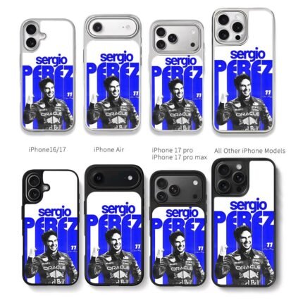 Sergio Perez Red Bull F1 11 driver Chris Brown Phone Case Black Electroplated Silver For Iphone 11 To 17