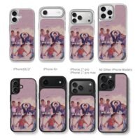 Seven Kpop boys we are back oil art Chris Brown Phone Case Black Electroplated Silver For Iphone 11 To 17