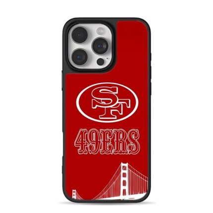 SF 49ers logo Golden Gate Bridge iPhone 16 Pro Max Black Case