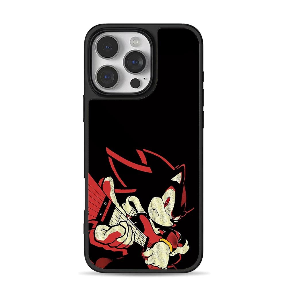 shadow-the-hedgehog-playing-guitar-iphone-16-pro-max-black-case Shadow the Hedgehog playing guitar Phone Case for iPhone 11-17 & Samsung Galaxy S24-S26 - Image 1