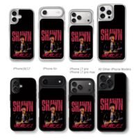 Shawn Mendes guitar red text art Chris Brown Phone Case Black Electroplated Silver For Iphone 11 To 17