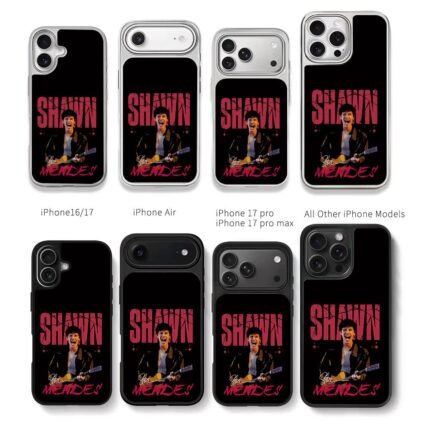 Shawn Mendes guitar red text art Chris Brown Phone Case Black Electroplated Silver For Iphone 11 To 17