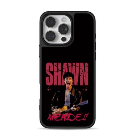 Shawn Mendes guitar red text art iPhone 16 Pro Max Black Case