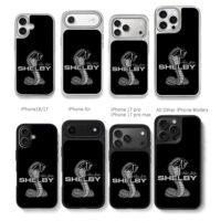 Shelby Cobra logo and Carroll Shelby autograph Chris Brown Phone Case Black Electroplated Silver For Iphone 11 To 17