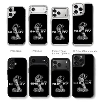 Shelby Cobra logo and Carroll Shelby autograph Chris Brown Phone Case Black Electroplated Silver For Iphone 11 To 17