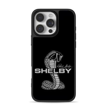 Shelby Cobra logo and Carroll Shelby autograph iPhone 16 Pro Max Black Case