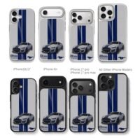 Shelby GT500 blue mustang stripes Chris Brown Phone Case Black Electroplated Silver For Iphone 11 To 17