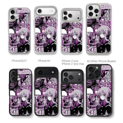 Shinoa purple black anime manga art Chris Brown Phone Case Black Electroplated Silver For Iphone 11 To 17