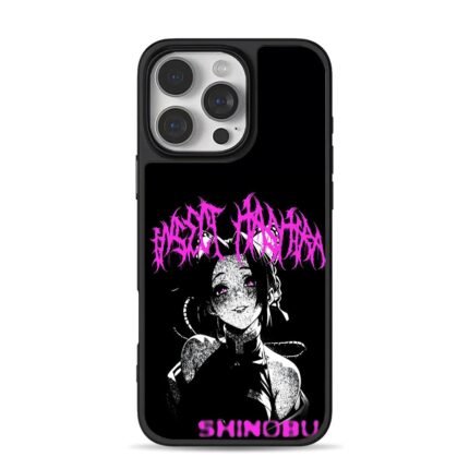 Shinobu demon slayer pink metal art iPhone 16 Pro Max Black Case