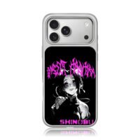 Shinobu demon slayer pink metal art iPhone 17 Pro Max Electroplated Silver Case1