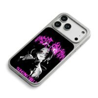 Shinobu demon slayer pink metal art iPhone 17 Pro Max Electroplated Silver Case2