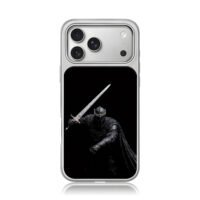 Shiny crown knight sword black iPhone 17 Pro Max Electroplated Silver Case1
