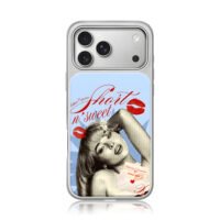Short n sweet Sabrina red lips girl iPhone 17 Pro Max Electroplated Silver Case1