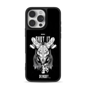 Shut it cyber goat skull skinsuit iPhone 16 Pro Max Black Case