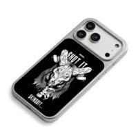 Shut it cyber goat skull skinsuit iPhone 17 Pro Max Electroplated Silver Case2