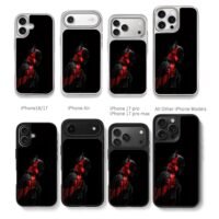 Side profile of Batman red black suit dark Chris Brown Phone Case Black Electroplated Silver For Iphone 11 To 17