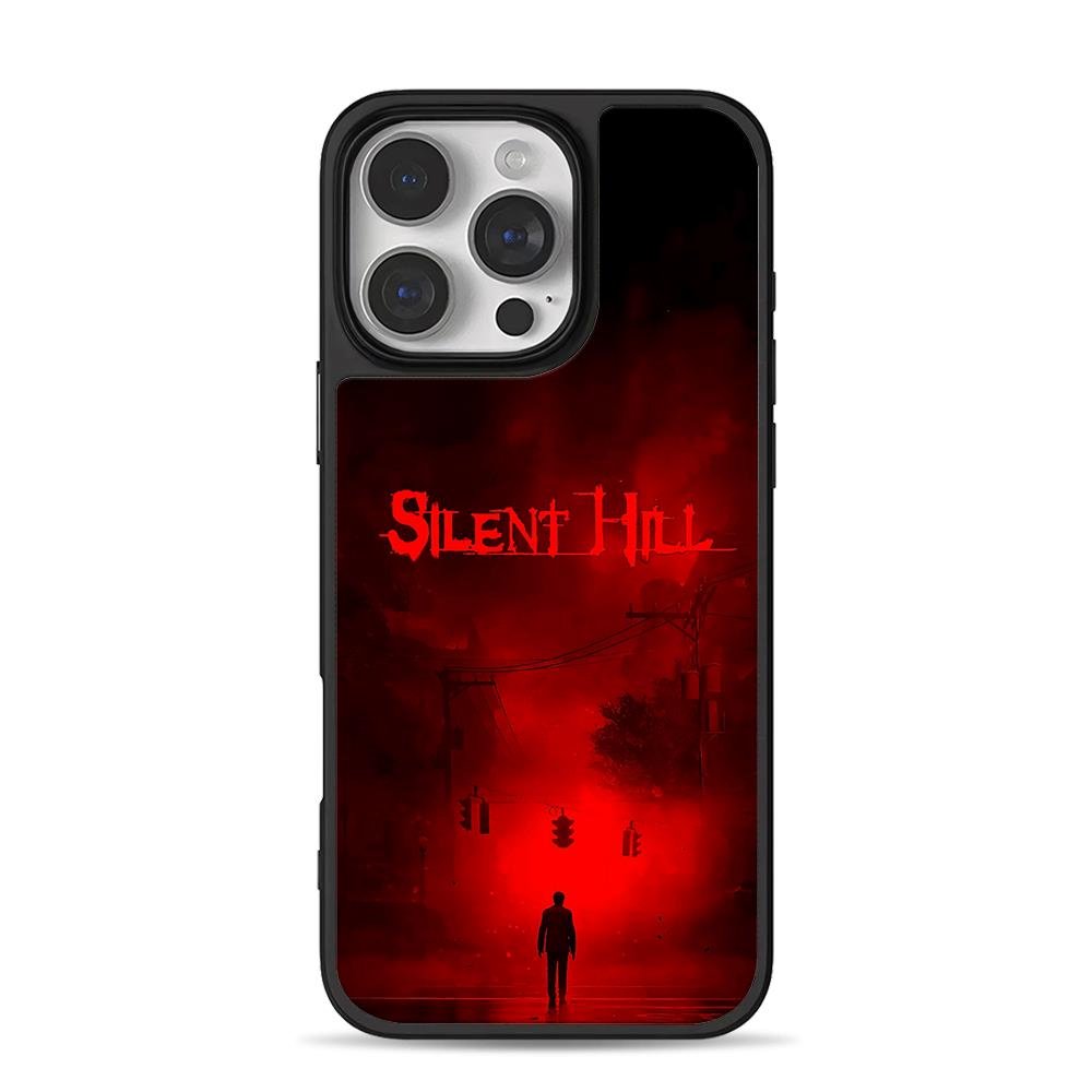 Silent Hill red fog street lone man iPhone 16 Pro Max Black Case Silent Hill red fog street lone man iPhone 16 Pro Max Black Case