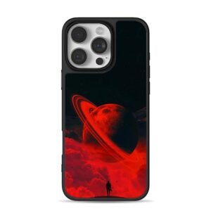 Silhouette man red ringed planet iPhone 16 Pro Max Black Case