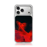 Silhouette man red ringed planet iPhone 17 Pro Max Electroplated Silver Case1