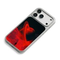 Silhouette man red ringed planet iPhone 17 Pro Max Electroplated Silver Case2