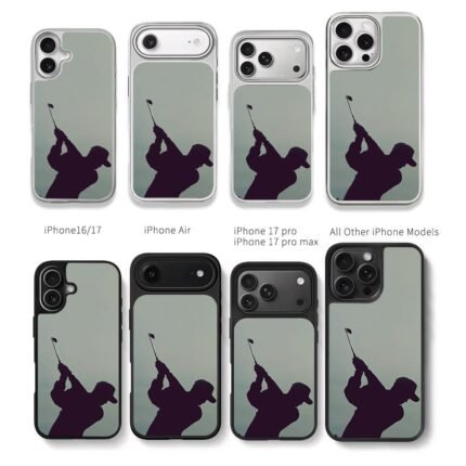 Silhouette of golfer with golf club Chris Brown Phone Case Black Electroplated Silver For Iphone 11 To 17