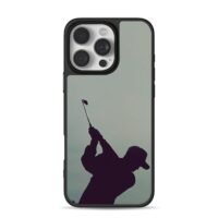 Silhouette of golfer with golf club iPhone 16 Pro Max Black Case