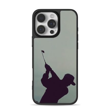 Silhouette of golfer with golf club iPhone 16 Pro Max Black Case