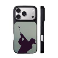 Silhouette of golfer with golf club iPhone 17 Pro Max Black Case