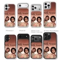 Silk Sonic Bruno Mars Anderson Paak Chris Brown Phone Case Black Electroplated Silver For Iphone 11 To 17