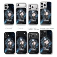 Silver anime girl offwhite art Chris Brown Phone Case Black Electroplated Silver For Iphone 11 To 17