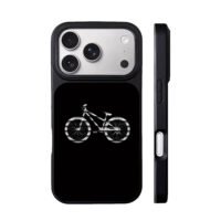 Silver BMX bike silhouette on black iPhone 17 Pro Max Black Case