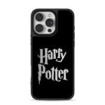 Silver Harry Potter text on black iPhone 16 Pro Max Black Case