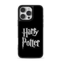 Silver Harry Potter text on black iPhone 16 Pro Max Black Case