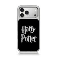 Silver Harry Potter text on black iPhone 17 Pro Max Electroplated Silver Case1