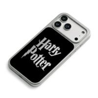 Silver Harry Potter text on black iPhone 17 Pro Max Electroplated Silver Case2