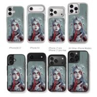 Silver odd eyes blood girl Chris Brown Phone Case Black Electroplated Silver For Iphone 11 To 17