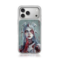 Silver odd eyes blood girl iPhone 17 Pro Max Electroplated Silver Case1