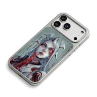 Silver odd eyes blood girl iPhone 17 Pro Max Electroplated Silver Case2