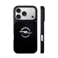 Silver Opel logo on carbon texture iPhone 17 Pro Max Black Case