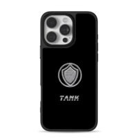 Silver shield logo TANK text black iPhone 16 Pro Max Black Case