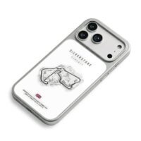 Silverstone F1 circuit map UK flag iPhone 17 Pro Max Electroplated Silver Case2