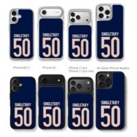 Singletary 50 navy football jersey Chris Brown Phone Case Black Electroplated Silver For Iphone 11 To 17
