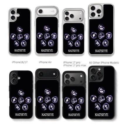 Six glowing Katseye icons on black Chris Brown Phone Case Black Electroplated Silver For Iphone 11 To 17