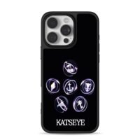 Six glowing Katseye icons on black iPhone 16 Pro Max Black Case