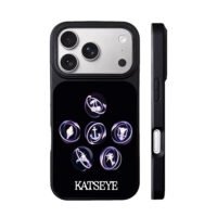 Six glowing Katseye icons on black iPhone 17 Pro Max Black Case