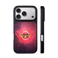 SKT T1 winged logo on red nebula iPhone 17 Pro Max Black Case