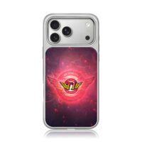 SKT T1 winged logo on red nebula iPhone 17 Pro Max Electroplated Silver Case1